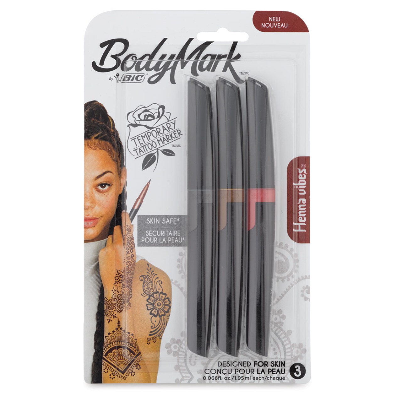 Bic BodyMark Temporary Tattoo Marker - Henna, Pack of 3